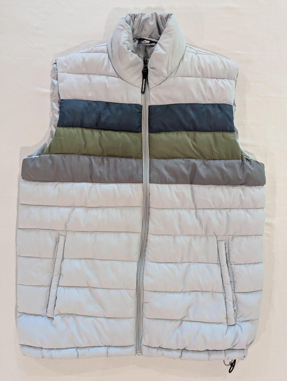 New Balance Vest Mens S Gray Puffer Quilted Full Zip Colorblock Pockets Outdoor